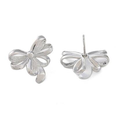 Rack Plating Bowknot Brass Stud Earrings for Women