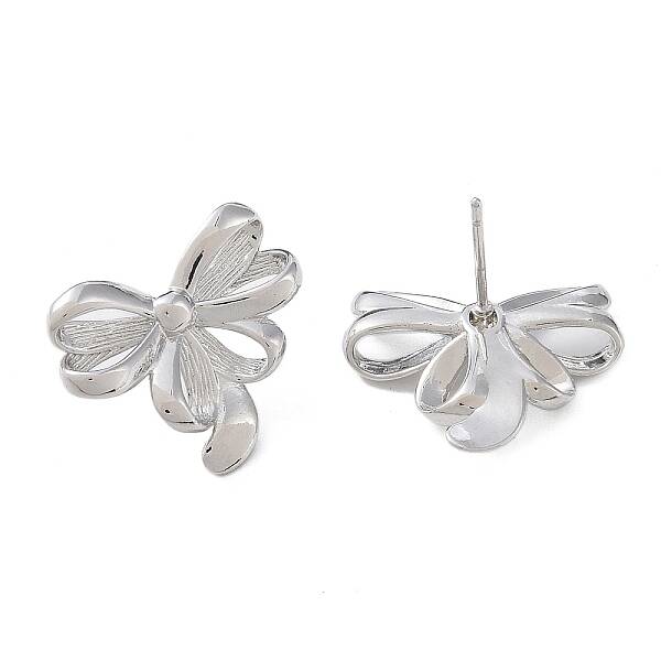 Rack Plating Bowknot Brass Stud Earrings for Women