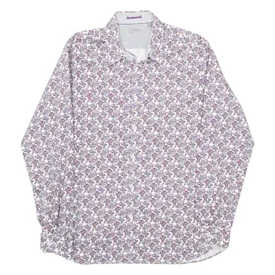 TED BAKER Mens Shirt Purple Paisley Long Sleeve L