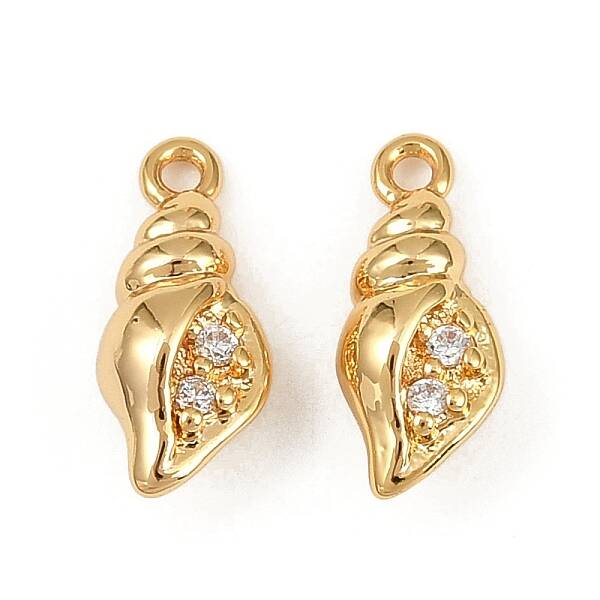 Ocean Theme Brass Micro Pave Cubic Zirconia Charms