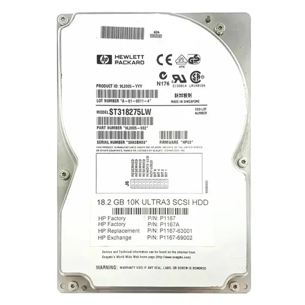 P1167A HP 18.2GB Ultra-160 SCSI 10000 3.5-inch Hard Drive