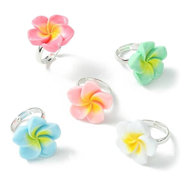 Plumeria Flower Resin Finger Ring