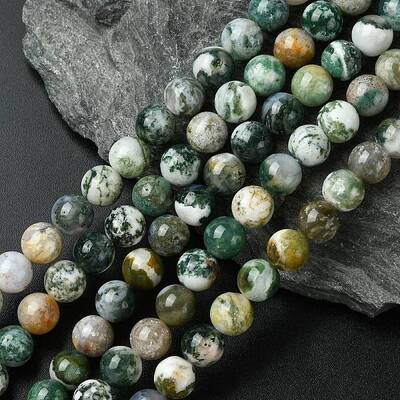 Natural Tree Agate Round Gemstone Beads Strands
