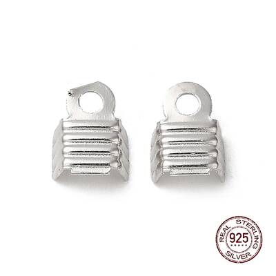 Anti-Tarnish Rhodium Plated 925 Sterling Silver Folding Crimp Ends