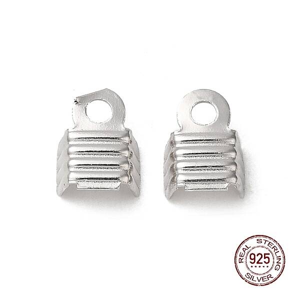 Anti-Tarnish Rhodium Plated 925 Sterling Silver Folding Crimp Ends