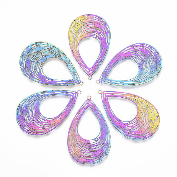 Ion Plating(IP) 201 Stainless Steel Filigree Pendants