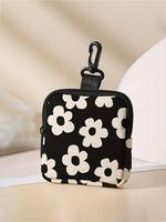 Fashion Flower Pattern Buckle Design Coin Purse, Multi-functional Storage Bag, Durable Polyester Coin Purse, Ideal Gift for W...
