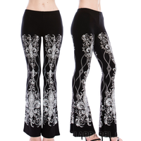 FLARED FLEUR McBling Flare Leggings Rhinestone Comfortable Stretchy Rock retro emo punk Boutique Floral Fitted Womenswear Chi...