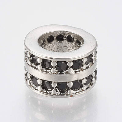 Brass Micro Pave Cubic Zirconia Beads