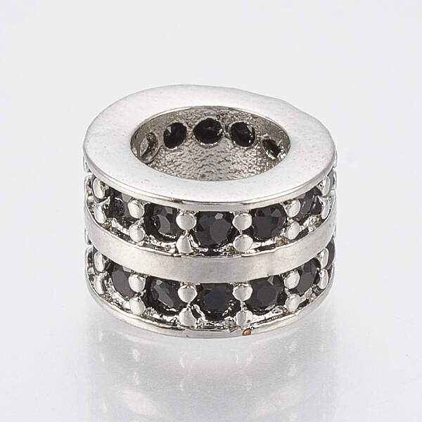 Brass Micro Pave Cubic Zirconia Beads