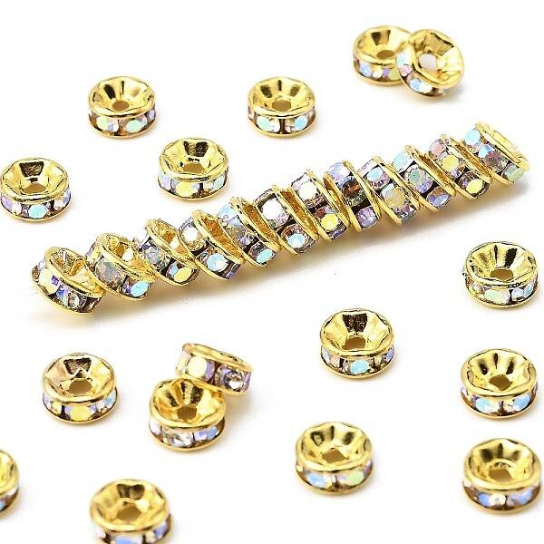 Brass Rhinestone Spacer Beads