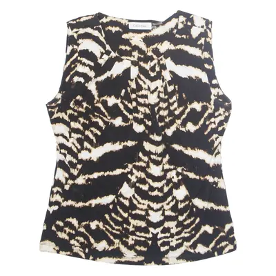 CALVIN KLEIN Womens Printed Shirt Black Sleeveless Animal Print M