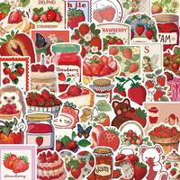 Strawberry Pattern Sticker, 50pcs/set Cute Strawberry Sticker, Decorative Sticker for DIY Scrapbook & Journal & Gift Wrapping