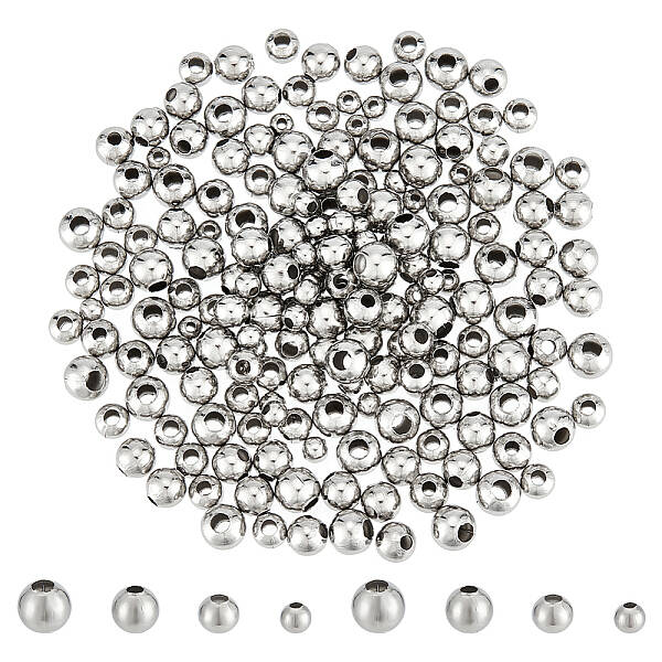 200Pcs 4 Styles 304 Stainless Steel Spacer Beads