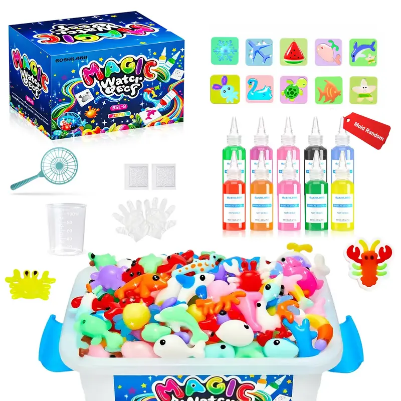【Black Friday】Magic Water Elf Toy Kit,Aqua Fairy Water Gel kit with 10 Magic Gel&10 Molds-Easter Craft, Water Pets, Birth...