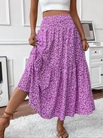 Women's Ditsy Floral Print Skirt, Boho Casual A Line Long Skirt for Beach Holiday Vacation, Ladies Summer Clothes