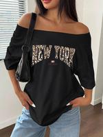 Women's Plain Off Shoulder Tee, Casual Fashion T-shirt for Summer, Women's Top for Daily Wear
