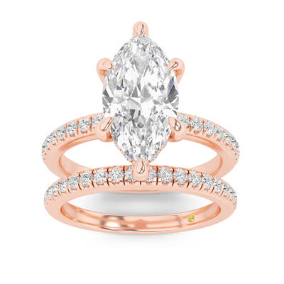 Aurelia Lab Grown Marquise Diamond Engagement Ring with the BonBon Half Coverage Wedding Band | 10K Rose Gold 2 1/6 ct. tw.