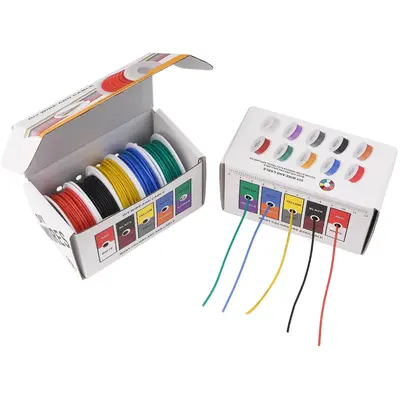 22AWG Stranded Electrical Wire, 1 Set 22 Gauge Tinned Copper Wires, Flexible Silicone Electric Hook Up Wire Kit, DIY/Automoti...