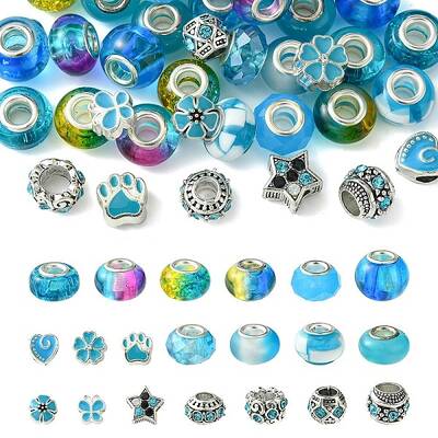 DIY Glass & Resin & Alloy Enamel European Beads Jewelry Making Finding Kit