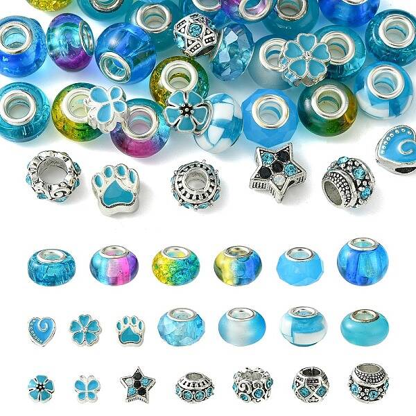 DIY Glass & Resin & Alloy Enamel European Beads Jewelry Making Finding Kit
