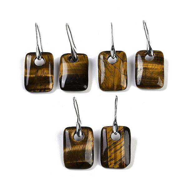 Natural Tiger Eye Dangle Earrings