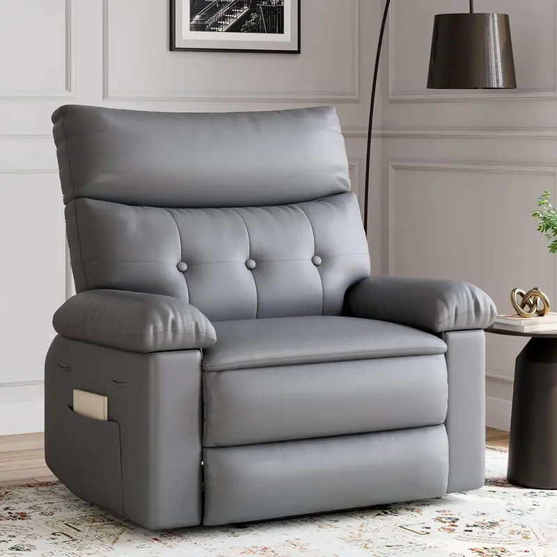 Garvee Oversized Wide Massage Recliner Chair, PU Leather Large Manual Recliner for Adults, Ultimate Comfort Lazy Boy with 1.5...