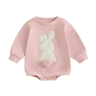 Baby Girl Boy Easter Outfit Cute Bunny Tail Sweatshirts Bubble Romper Pom Pom Onesie Easter Toddler Clothes #springtok