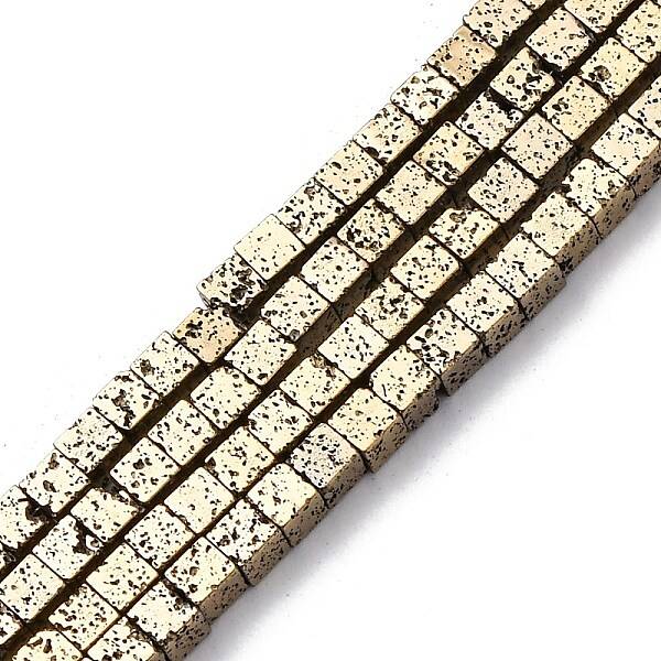 Electroplated Natural Lava Rock Beads Strands