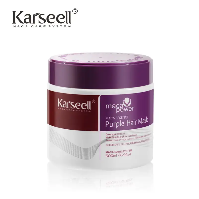 Karseell maca power purple jar hair mask professionally neutralizes brassy and yellow tones for blonde, silver and gray highl...