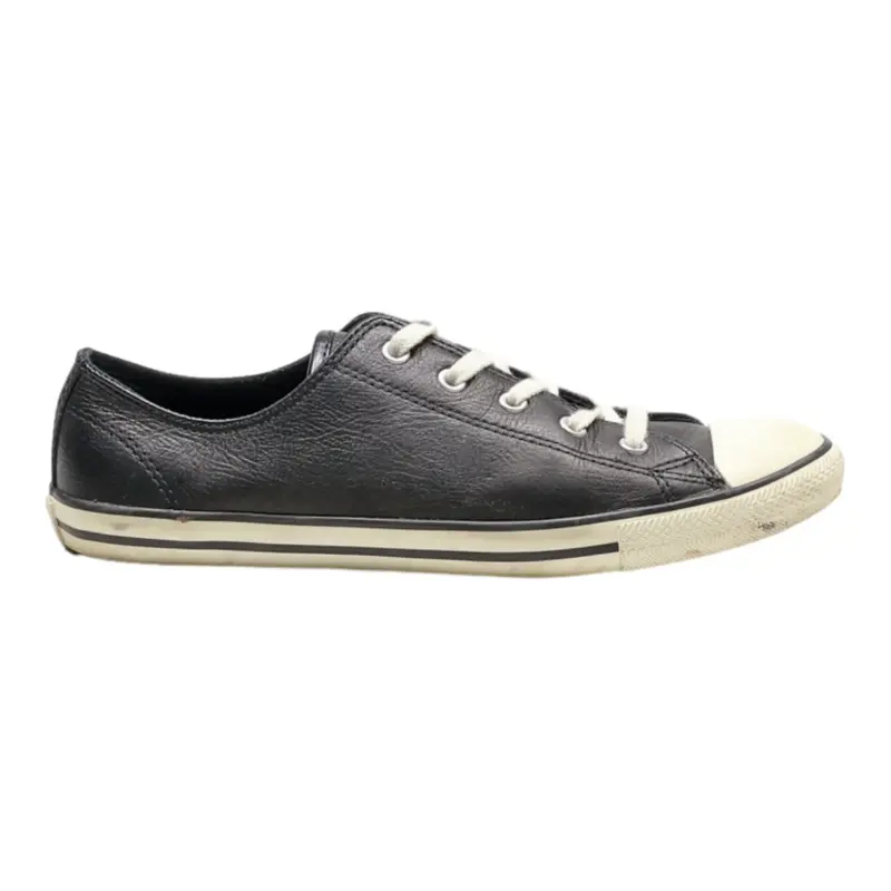 CONVERSE Low Top Trainers Black Leather Womens UK 6