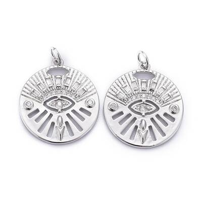Brass Micro Pave Clear Cubic Zirconia Pendants