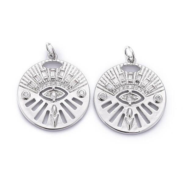 Brass Micro Pave Clear Cubic Zirconia Pendants