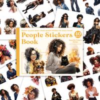 PRSTINCOL 283 Pcs Black Girl Magic Sticker Book – 40 Sheets Transparent People Stickers & Adhesive Vinyl Decals for Journal...