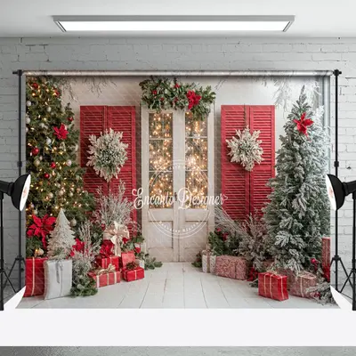 Aperturee Retro Red White Wall Festive Christmas Vibe Backdrop | Diy Christmas Backdrop | Christmas Photo Backdrop | Christma...