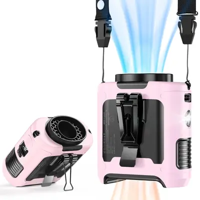 Portable Waist Fan Clip On, 10000mAh Rechargeable Wearable Shirt Fan with Light, 5 Speeds 16000RPM Powerful Belt Fan, Persona...