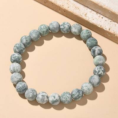 Natural Green Spot Jasper Bead Stretch Bracelets