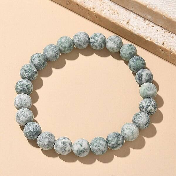 Natural Green Spot Jasper Bead Stretch Bracelets