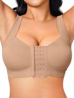 Women's Solid Wireless Push Up Bra, U-shaped Back Buckle Bra, Soft Comfortable Breathable Lingerie for Daily Wear