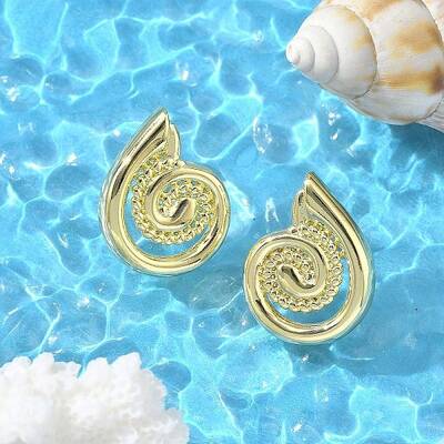 Brass Shell Shape Stud Earrings for Women