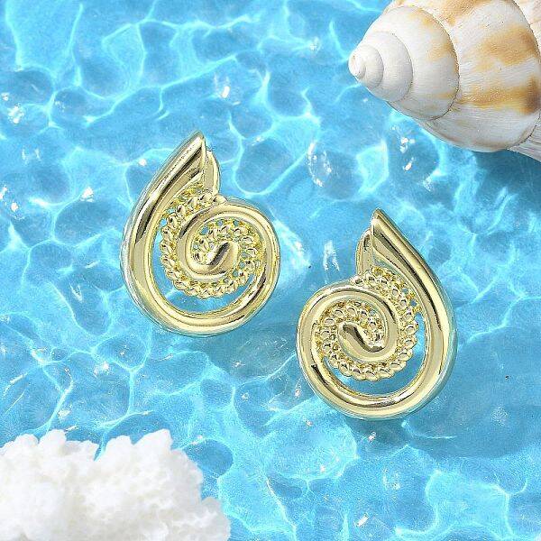 Brass Shell Shape Stud Earrings for Women