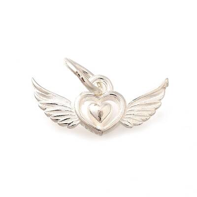 925 Sterling Silver Angel Wings Heart Charms