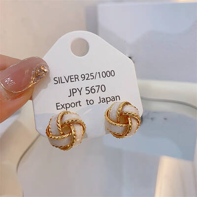 Brass Enamel Stud Earrings