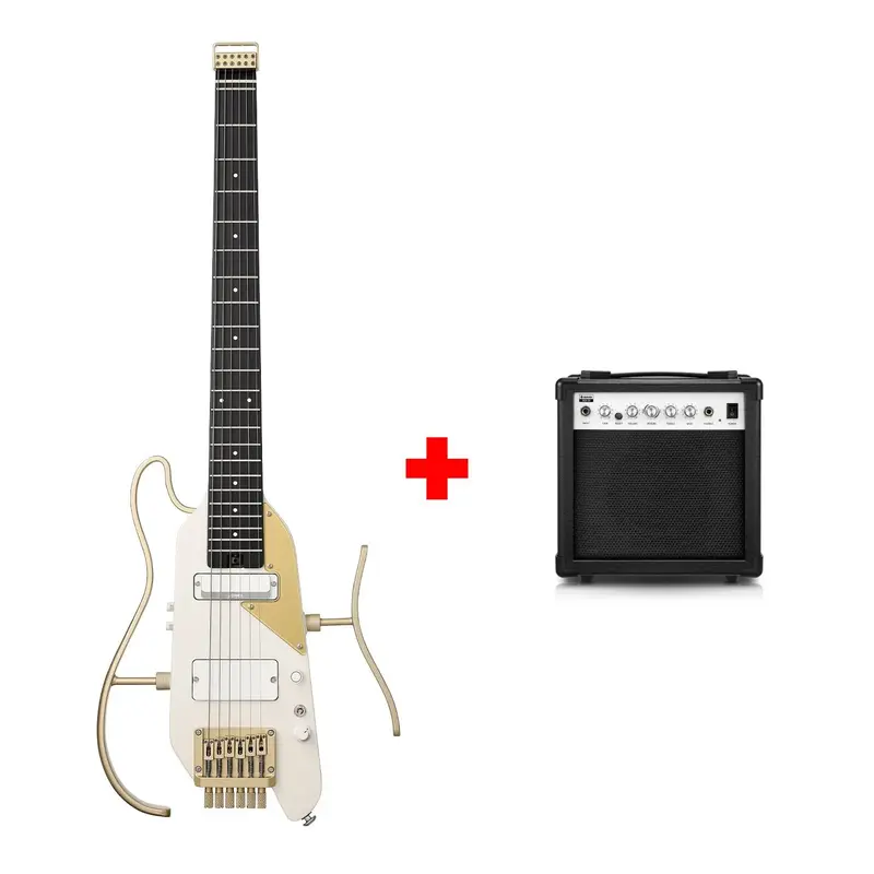Donner HUSH™ X PRO Electric Guitar - White-Luxe / Guitar+20W Amplifier