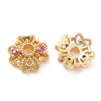 Brass Micro Pave Colorful Cubic Zirconia Bead Caps