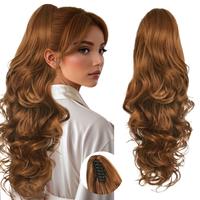 Ponytail Extension 24 Inch Long Curly Wavy Claw Clip in Ponytail Hair Extensions,Synthetic Ponytail Hair Extension Clip in Ha...