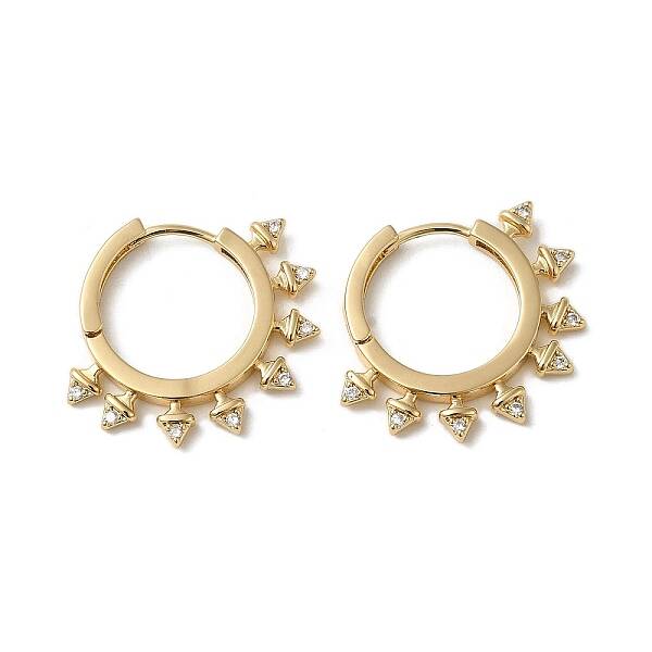 Brass Micro Pave Cubic Zirconia Hoop Earring