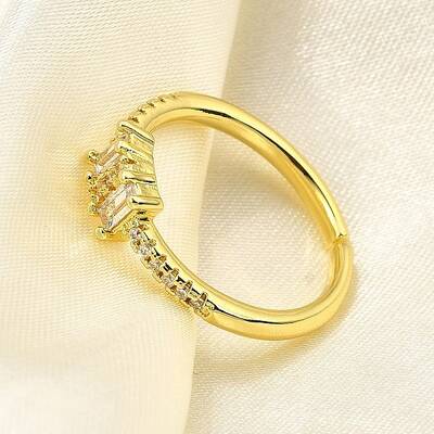 Brass Micro Pave Clear Cubic Zirconia Cuff Rings for Women