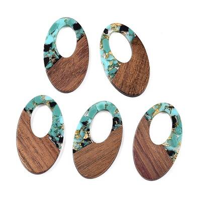 Transparent Resin and Walnut Wood Pendants