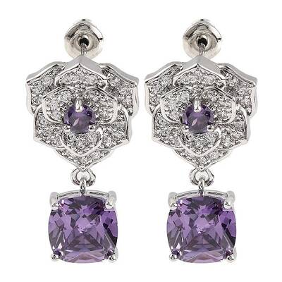 Rack Plating Brass Micro Pave Cubic Zirconia Dangle Stud Earrings